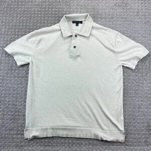 Vintage Banana Republic Polo Shirt Men Medium M Beige Casual Golf Poly Cotton